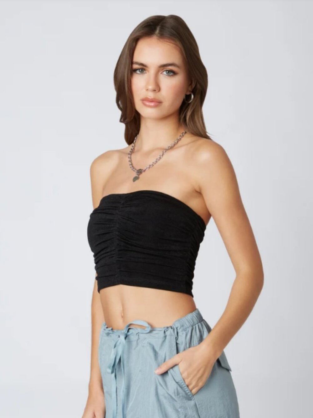Slinky Ruched Tube Top - Picture 2 of 3